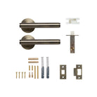 Momo Bellevue plain lever handle with dark bronze finish, modern door hardware for interior or exterior doors.