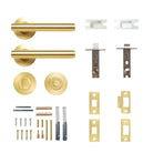 Momo Bellevue plain lever handle in black finish with brushed satin brass accents, suitable for interior doors.