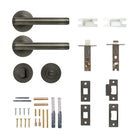 BELLEVUE PLAIN LEVER SOLID BRASS TUBULAR LATCH PRIVACY SET - GUNMETAL in Gun Metal