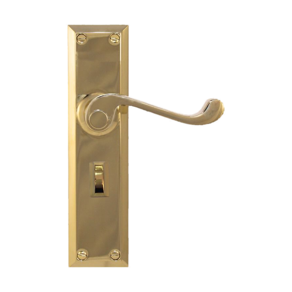 Lever Latch Privacy Bathroom lock PVD PB 200x50mm in Satin Brass PVD