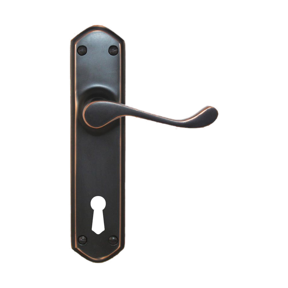 Lever Latch Privacy Lock ATQ 200x48mm in Antique Copper