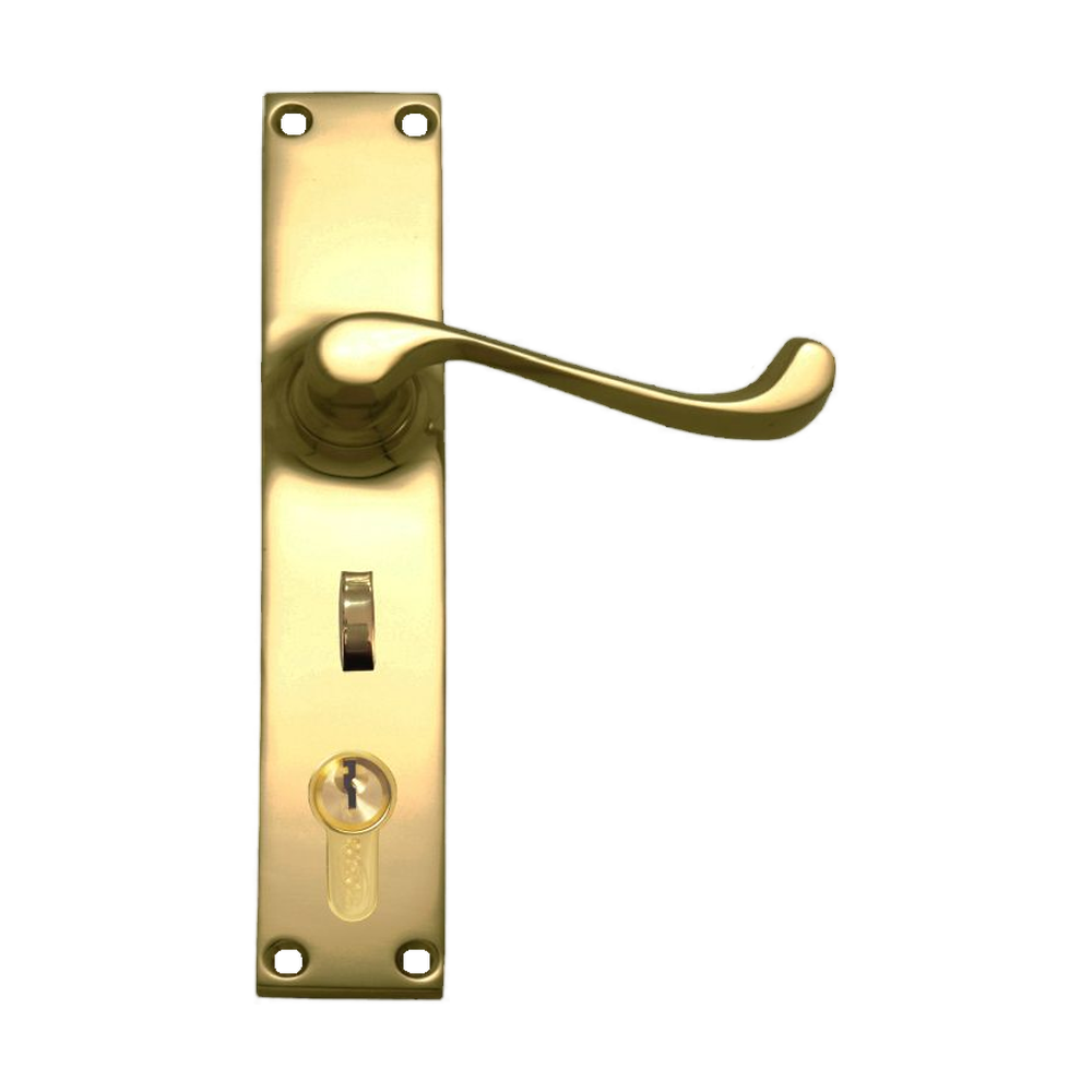 Lever Latch  punched to suit myLOCK PB 200x36mm in Polished Brass