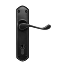 Lever Latch Entrance Set (CC 85mm) Black 200x48mm in Matt Black