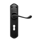 Lever Entrance Set Skeleton Key Black 200x48mm in Matt Black