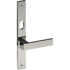BAR Door Handle on B02 INTERNAL Australian Standard Backplate with Cylinder Hole, Visible Fixing (Half Set) 64mm CTC in Polished Stainless