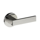 Stainless steel BAR door handle by Style Finish Doorware with a sleek, modern design on a door.