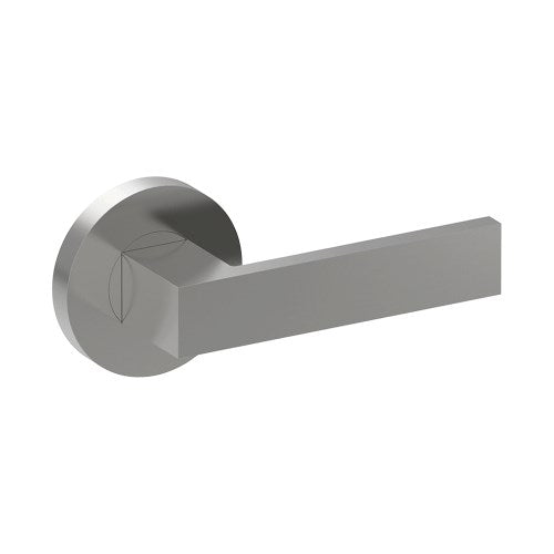 Stainless steel BAR door handle from Style Finish Doorware mounted on a door, with a sleek, modern design.