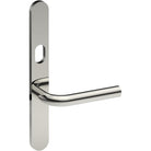CAPRI Door Handle on B01 EXTERNAL Australian Standard Backplate with Cylinder Hole, Concealed Fixing (Half Set) 64mm CTC in Polished Stainless Steel