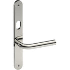 CAPRI Door Handle on B01 INTERNAL Australian Standard Backplate with Cylinder Hole, Visible Fixing (Half Set) 64mm CTC in Polished Stainless Steel