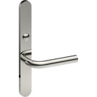 CAPRI Door Handle on B01 EXTERNAL Australian Standard Backplate with Emergency Release, Concealed Fixing (Half Set) 64mm CTC in Polished Stainless Steel