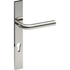CAPRI Door Handle on B02 EXTERNAL European Standard Backplate with Cylinder Hole, Concealed Fixing (Half Set) 85mm CTC in Polished Stainless Steel