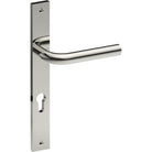 CAPRI Door Handle on B02 INTERNAL European Standard Backplate with Cylinder Hole, Visible Fixing (Half Set) 85mm CTC in Polished Stainless Steel