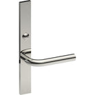 CAPRI Door Handle on B02 EXTERNAL Australian Standard Backplate with Emergency Release, Concealed Fixing (Half Set) 64mm CTC in Polished Stainless Steel