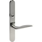 CASTILE Door Handle on B01 EXTERNAL Australian Standard Backplate with Emergency Release, Concealed Fixing (Half Set) 64mm CTC in Polished Stainless Steel