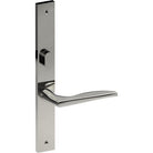 CASTILE Door Handle on B02 INTERNAL Australian Standard Backplate with Privacy Turn, Visible Fixing (Half Set) 64mm CTC in Polished Stainless Steel