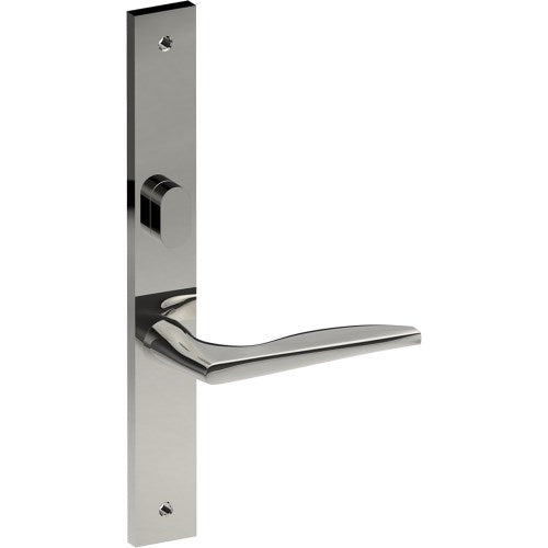 CASTILE Door Handle on B02 INTERNAL Australian Standard Backplate with Privacy Turn, Visible Fixing (Half Set) 64mm CTC in Polished Stainless Steel