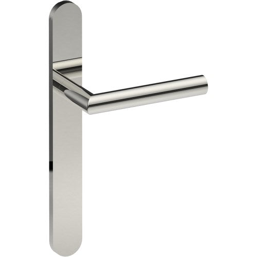 CETINA Door Handle on B01 EXTERNAL European Standard Backplate, Concealed Fixing (Half Set)  in Polished Stainless