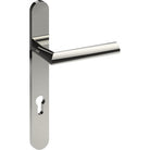 COMO Door Handle on B01 EXTERNAL European Standard Backplate with Cylinder Hole, Concealed Fixing (Half Set) 85mm CTC in Polished Stainless Steel
