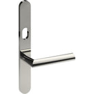 COMO Door Handle on B01 EXTERNAL Australian Standard Backplate with Cylinder Hole, Concealed Fixing (Half Set) 64mm CTC in Polished Stainless Steel