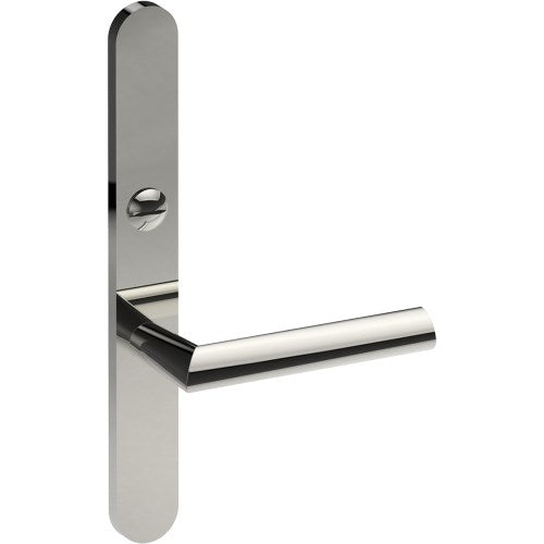 COMO Door Handle on B01 EXTERNAL Australian Standard Backplate with Emergency Release, Concealed Fixing (Half Set) 64mm CTC in Polished Stainless Steel