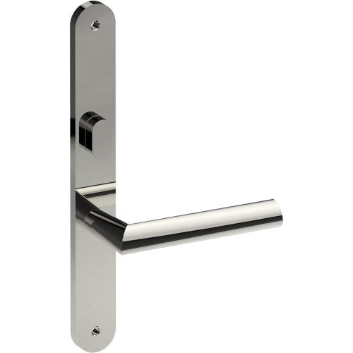COMO Door Handle on B01 INTERNAL Australian Standard Backplate with Privacy Turn, Visible Fixing (Half Set) 64mm CTC in Polished Stainless Steel