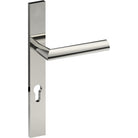 COMO Door Handle on B02 EXTERNAL European Standard Backplate with Cylinder Hole, Concealed Fixing (Half Set) 85mm CTC in Polished Stainless Steel