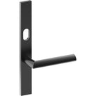 COMO Door Handle on B02 EXTERNAL Australian Standard Backplate with Cylinder Hole, Concealed Fixing (Half Set) 64mm CTC in Black Teflon
