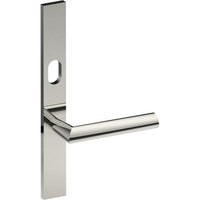 COMO Door Handle on B02 EXTERNAL Australian Standard Backplate with Cylinder Hole, Concealed Fixing (Half Set) 64mm CTC in Polished Stainless Steel