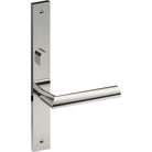 COMO Door Handle on B02 INTERNAL Australian Standard Backplate with Privacy Turn, Visible Fixing (Half Set) 64mm CTC in Polished Stainless Steel