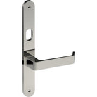 DIJON Door Handle on B01 INTERNAL Australian Standard Backplate with Cylinder Hole, Visible Fixing (Half Set) 64mm CTC in Polished Stainless Steel