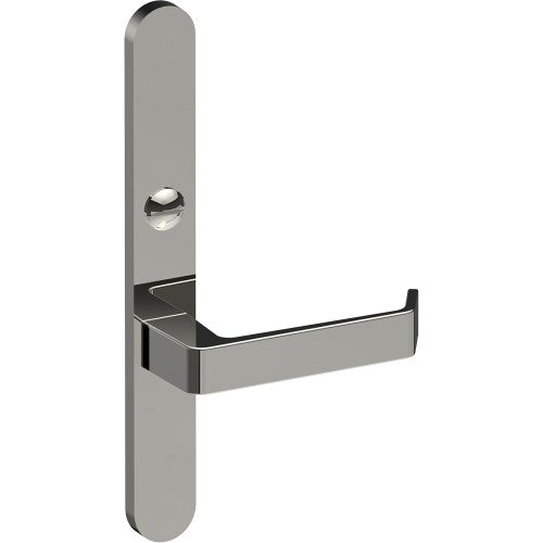 DIJON Door Handle on B01 EXTERNAL Australian Standard Backplate with Emergency Release, Concealed Fixing (Half Set) 64mm CTC in Polished Stainless Steel