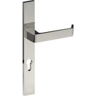 DIJON Door Handle on B02 EXTERNAL European Standard Backplate with Cylinder Hole, Concealed Fixing (Half Set) 85mm CTC in Polished Stainless Steel