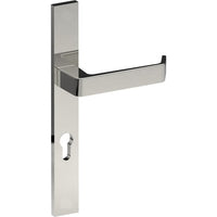 DIJON Door Handle on B02 EXTERNAL European Standard Backplate with Cylinder Hole, Concealed Fixing (Half Set) 85mm CTC in Polished Stainless Steel