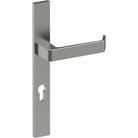 DIJON Door Handle on B02 EXTERNAL European Standard Backplate with Cylinder Hole, Concealed Fixing (Half Set) 85mm CTC in Satin Stainless