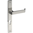 DIJON Door Handle on B02 INTERNAL European Standard Backplate with Cylinder Hole, Visible Fixing (Half Set) 85mm CTC in Polished Stainless Steel