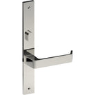 DIJON Door Handle on B02 INTERNAL Australian Standard Backplate with Privacy Turn, Visible Fixing (Half Set) 64mm CTC in Polished Stainless Steel