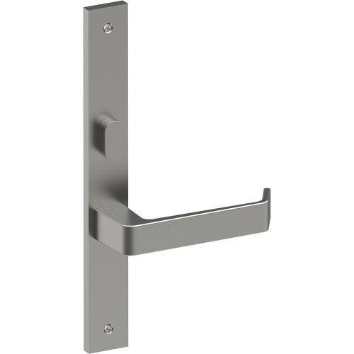 DIJON Door Handle on B02 INTERNAL Australian Standard Backplate with Privacy Turn, Visible Fixing (Half Set) 64mm CTC in Satin Stainless