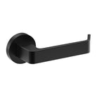 Black Dijon door handle by Style Finish Doorware installed on a door, featuring sleek modern design and metal finish.