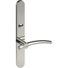 LAGUNA Door Handle on B01 EXTERNAL Australian Standard Backplate with Emergency Release, Concealed Fixing (Half Set) 64mm CTC in Polished Stainless