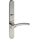 LAGUNA Door Handle on B01 EXTERNAL Australian Standard Backplate with Emergency Release, Concealed Fixing (Half Set) 64mm CTC in Polished Stainless
