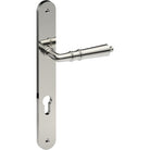 LATINA Door Handle on B01 INTERNAL European Standard Backplate with Cylinder Hole, Visible Fixing (Half Set) 85mm CTC in Polished Stainless Steel