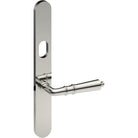 LATINA Door Handle on B01 EXTERNAL Australian Standard Backplate with Cylinder Hole, Concealed Fixing (Half Set) 64mm CTC in Polished Stainless Steel