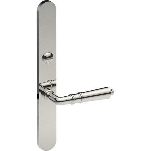 LATINA Door Handle on B01 EXTERNAL Australian Standard Backplate with Emergency Release, Concealed Fixing (Half Set) 64mm CTC in Polished Stainless Steel