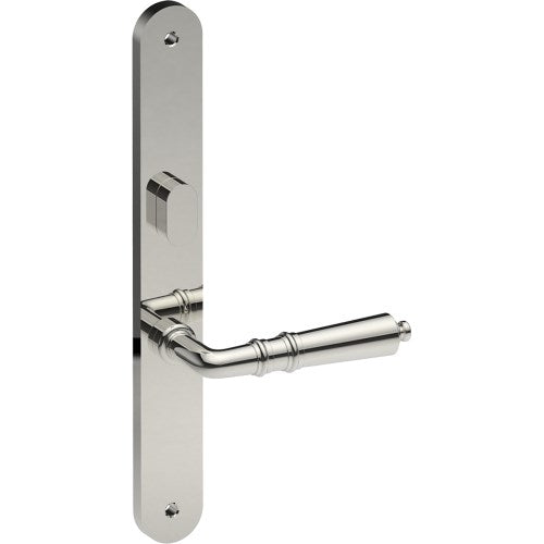 LATINA Door Handle on B01 INTERNAL Australian Standard Backplate with Privacy Turn, Visible Fixing (Half Set) 64mm CTC in Polished Stainless Steel