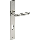 LATINA Door Handle on B02 INTERNAL European Standard Backplate with Cylinder Hole, Visible Fixing (Half Set) 85mm CTC in Polished Stainless Steel