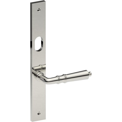 LATINA Door Handle on B02 INTERNAL Australian Standard Backplate with Cylinder Hole, Visible Fixing (Half Set) 64mm CTC in Polished Stainless Steel