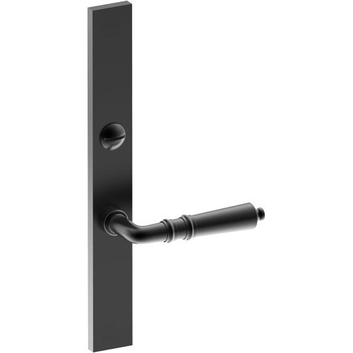 LATINA Door Handle on B02 EXTERNAL Australian Standard Backplate with Emergency Release, Concealed Fixing (Half Set) 64mm CTC in Black Teflon