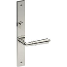 LATINA Door Handle on B02 INTERNAL Australian Standard Backplate with Privacy Turn, Visible Fixing (Half Set) 64mm CTC in Polished Stainless Steel