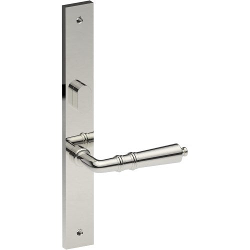 LATINA Door Handle on B02 INTERNAL Australian Standard Backplate with Privacy Turn, Visible Fixing (Half Set) 64mm CTC in Polished Stainless Steel