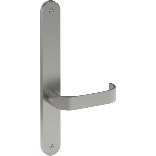 MOSS Door Handle on B01 INTERNAL Australian Standard Backplate, Visible Fixing (Half Set) in Satin Stainless